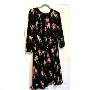 H&M black floral print midi dress